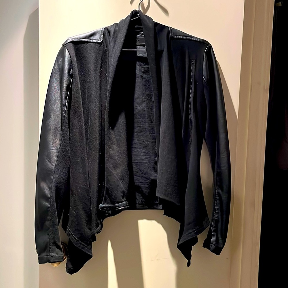 Black cape drape Moto jacket